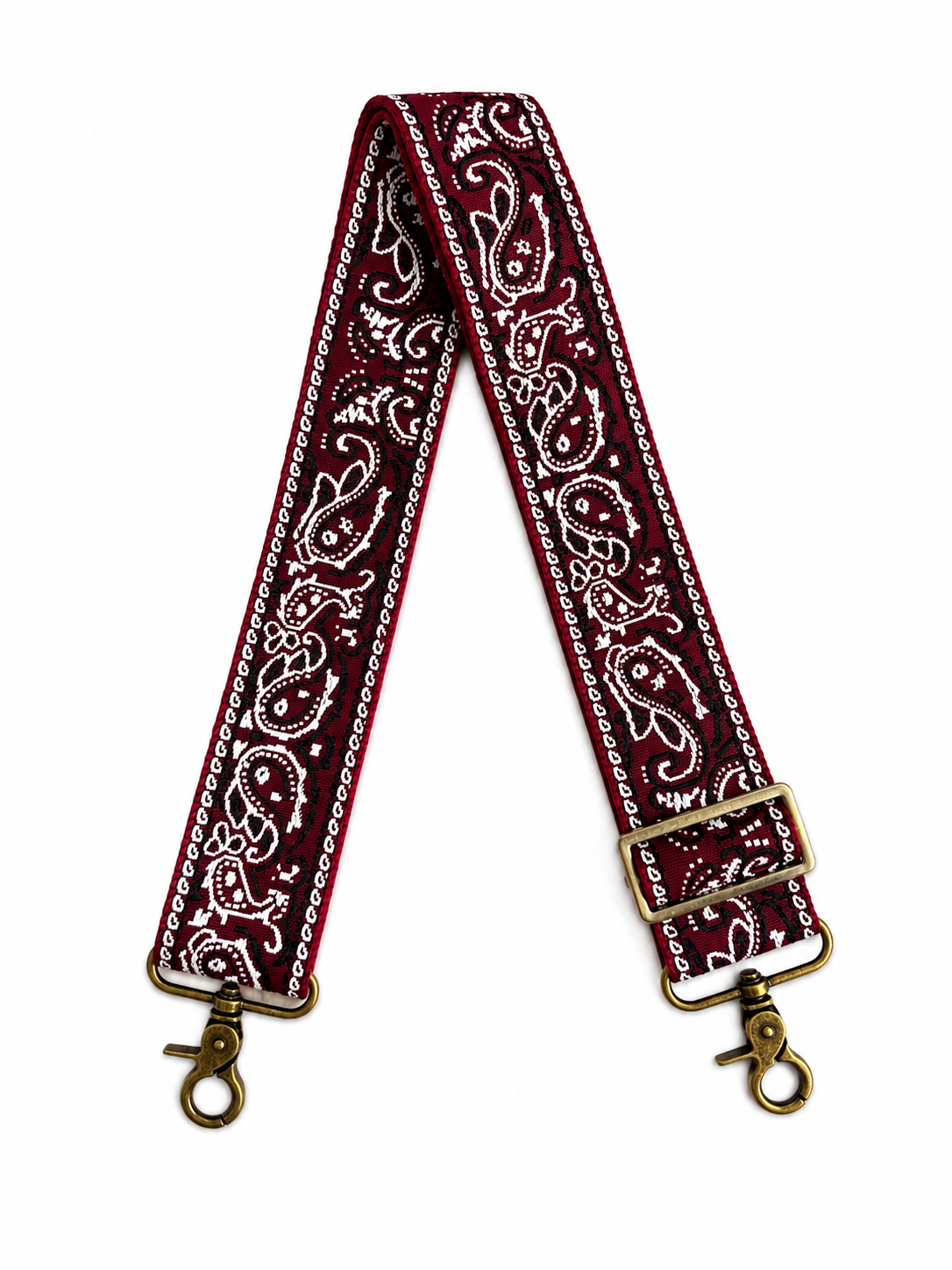 2" Dark Red Paisley Embroidered Crossbody Strap