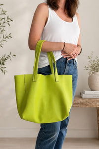 Minimalist Tote - Lime Chartreuse Leather