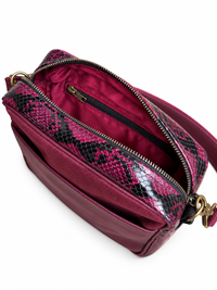 Burgundy Snake and Burgundy Suede Camera Bag
