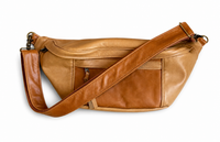 1.5" Tan Leather and Canvas Crossbody Strap