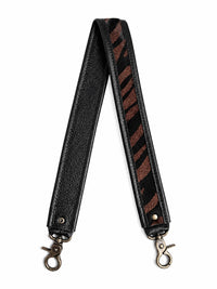 1.5" Black Leather and Brown Zebra Hair Shoulder Strap