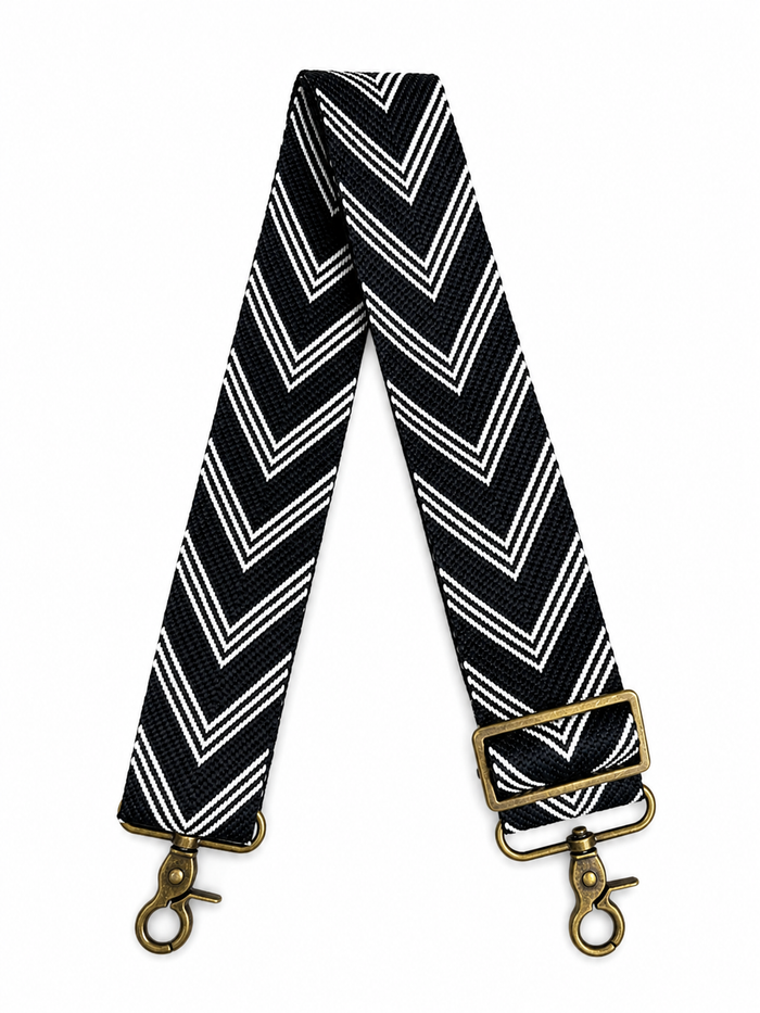 2" Black and White Chevron Crossbody Strap