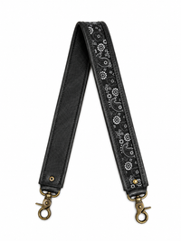 Black Paisley/Cognac Leather Shoulder Strap