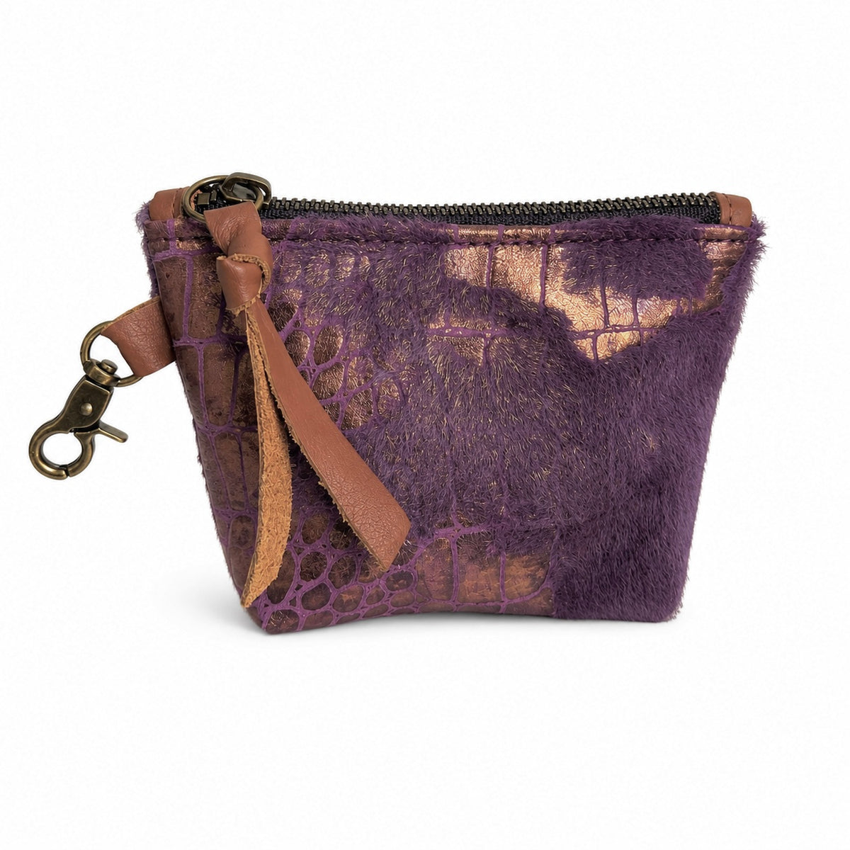 Purple Hair on Hide Metallic Mini Pouch