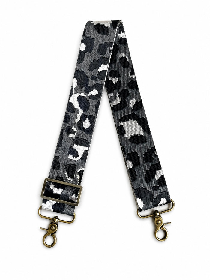 2" Grey Animal Print Crossbody Strap