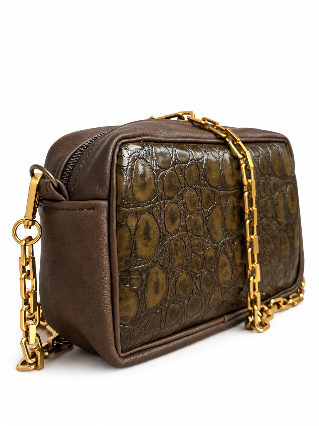 Olive Croc and Olive Suede Camera Bag