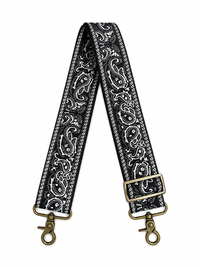 2" Black Paisley Embroidered Crossbody Strap