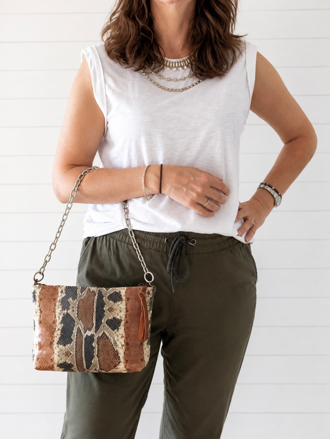 Medium Desert Print Leather Pouch