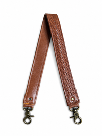 1.5” Cognac Herringbone Leather Shoulder Strap