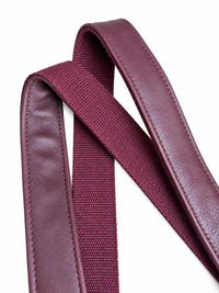 1.5" Burgundy Leather and Canvas Crossbody Strap