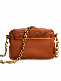 Cognac Croc Suede Camera bag