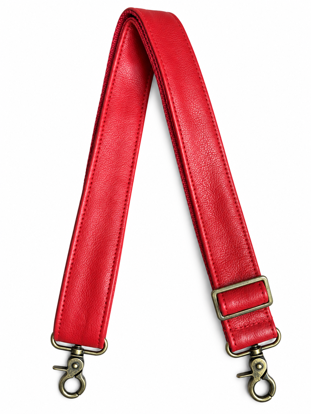 1.5" Red Leather and Canvas Crossbody Strap