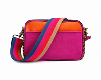Navy, Pink, Red, and Tan Crossbody Strap