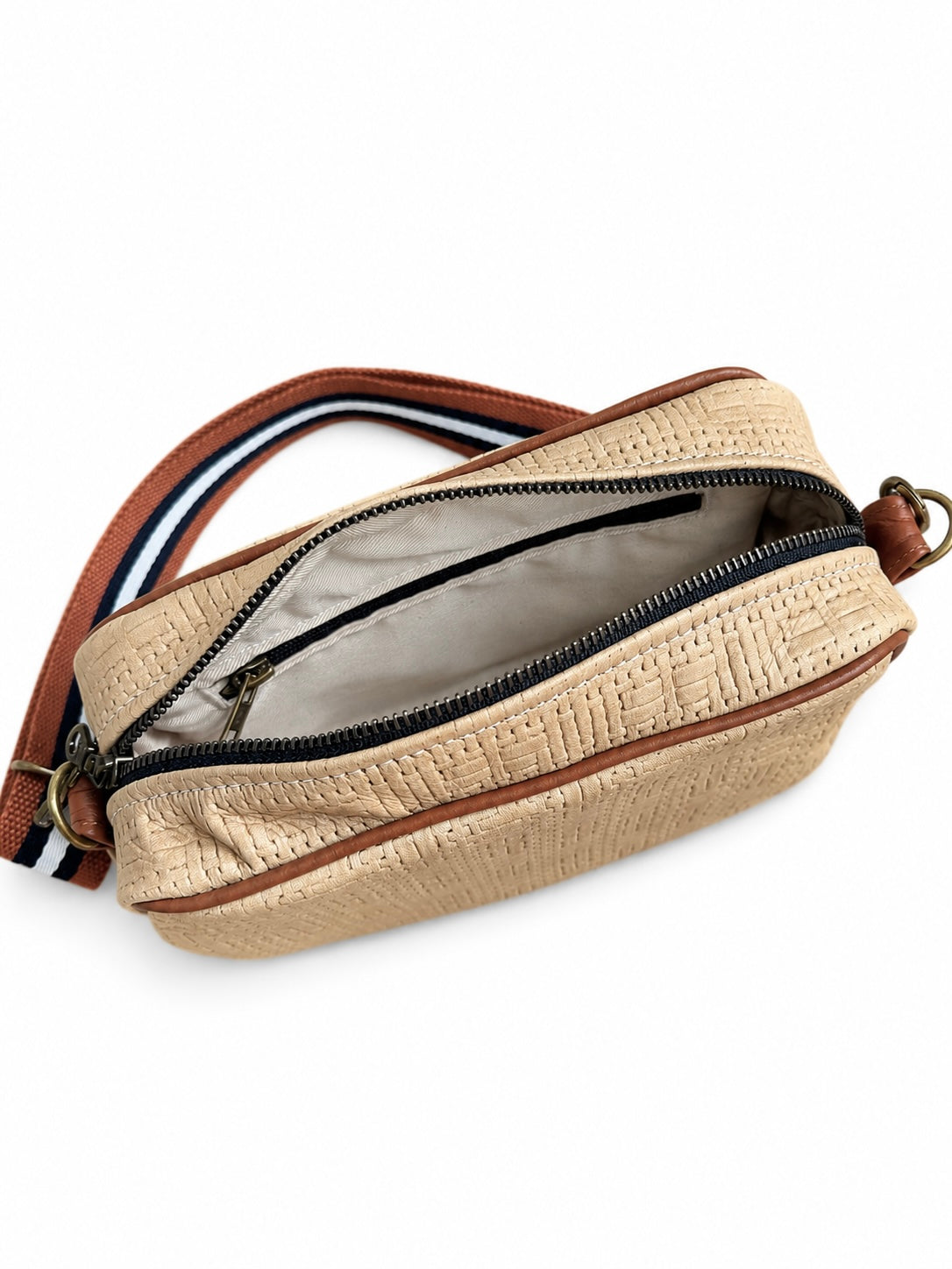 Tan Basketweave Camera Bag