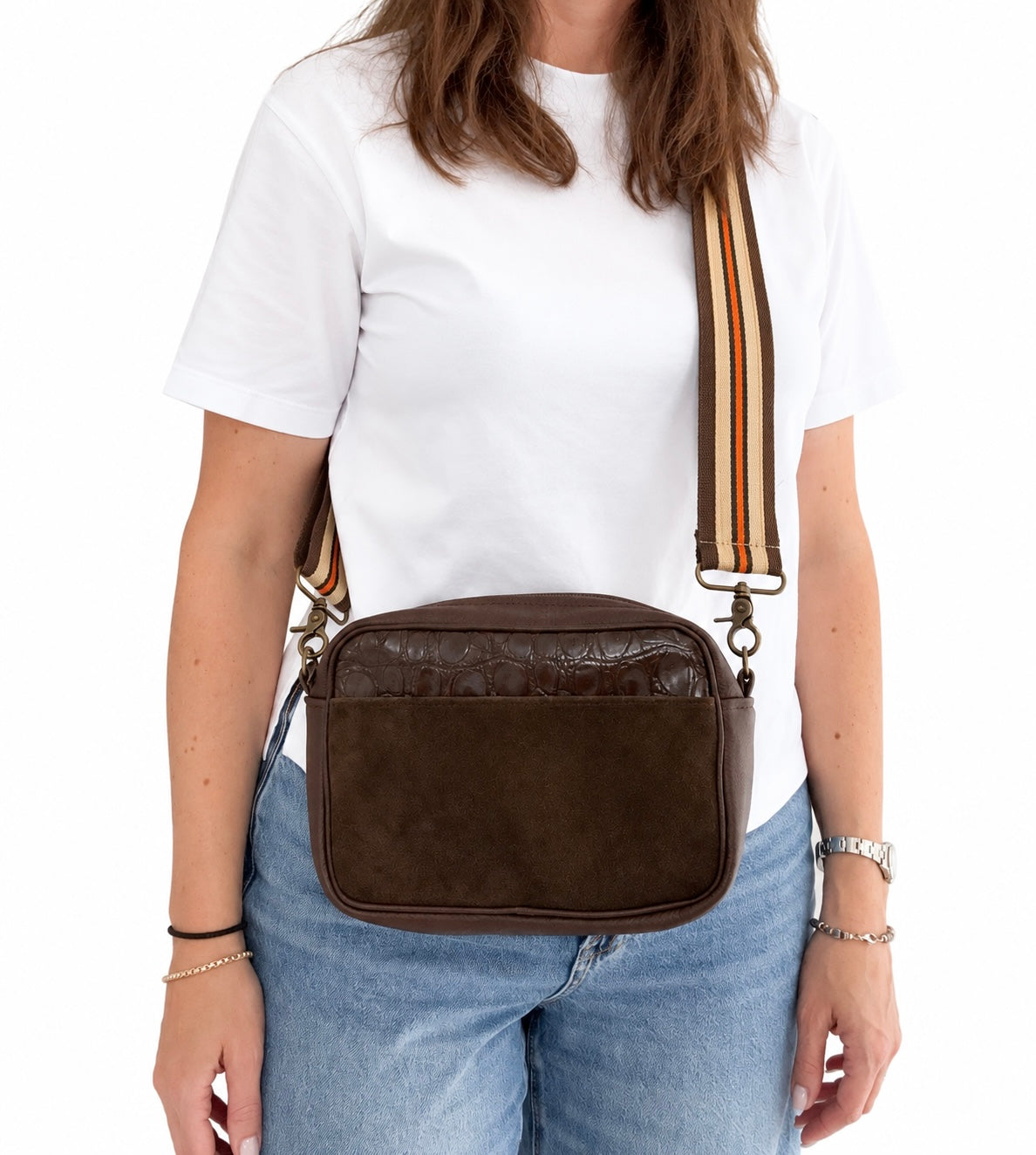 Olive Croc and Olive Suede Camera Bag