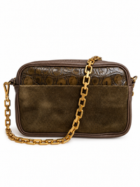 Olive Croc and Olive Suede Camera Bag