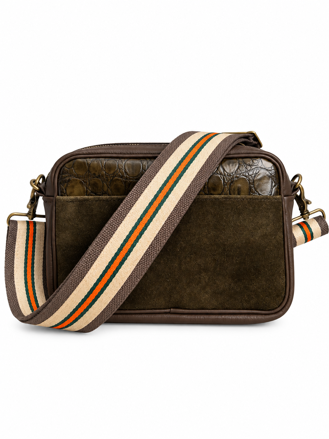 Olive Croc and Olive Suede Camera Bag