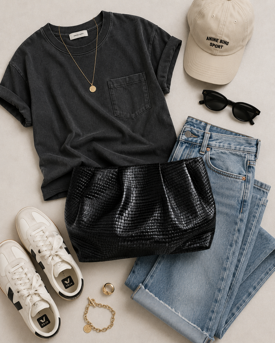 Black Scales Gathered Leather Clutch