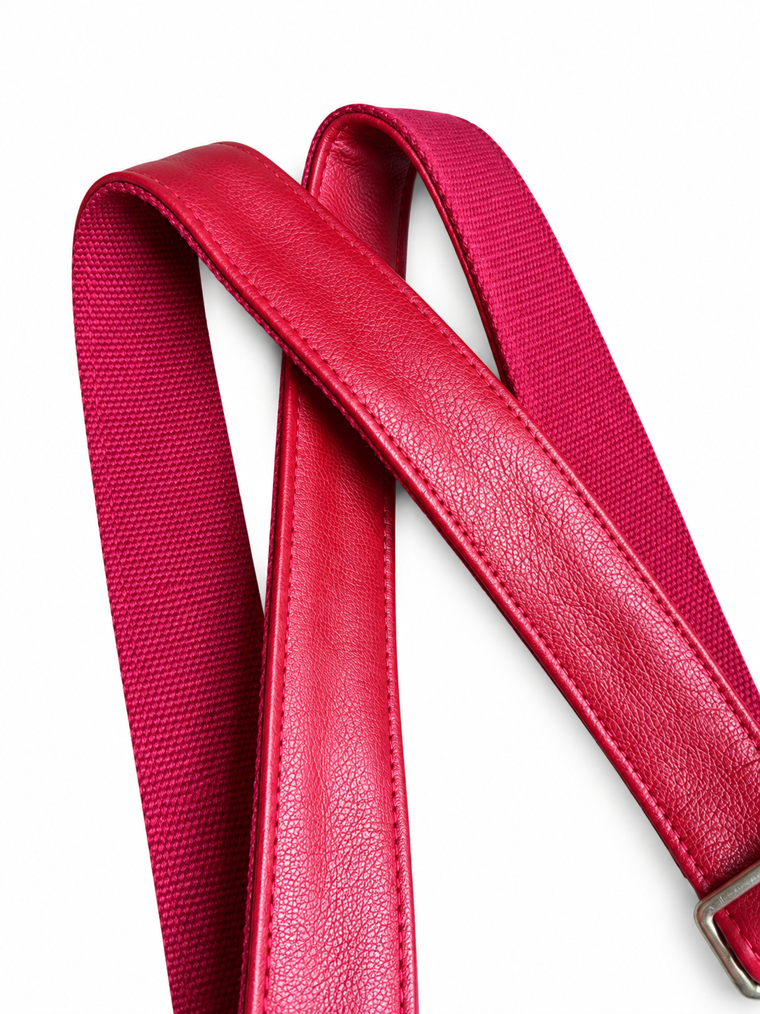 1.5" Red Leather and Canvas Crossbody Strap
