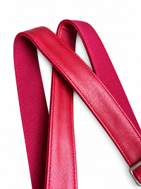 1.5" Red Leather and Canvas Crossbody Strap