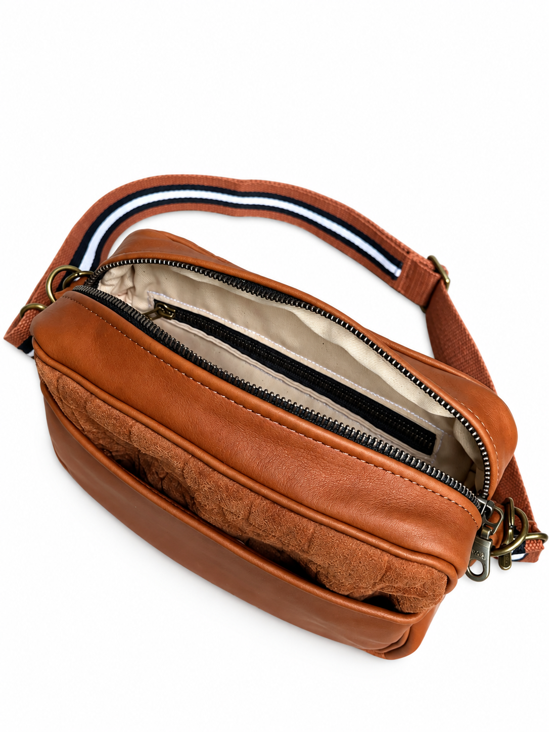 Cognac Croc Suede Camera bag