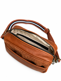 Cognac Croc Suede Camera bag