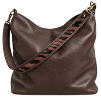1.5" Black Leather and Brown Zebra Hair Shoulder Strap