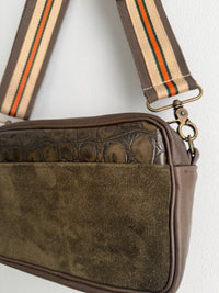 Olive Croc and Olive Suede Camera Bag