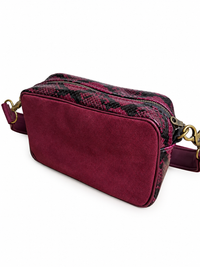 Burgundy Snake and Burgundy Suede Camera Bag