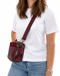 Burgundy Snake and Burgundy Suede Camera Bag