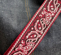 2" Dark Red Paisley Embroidered Crossbody Strap