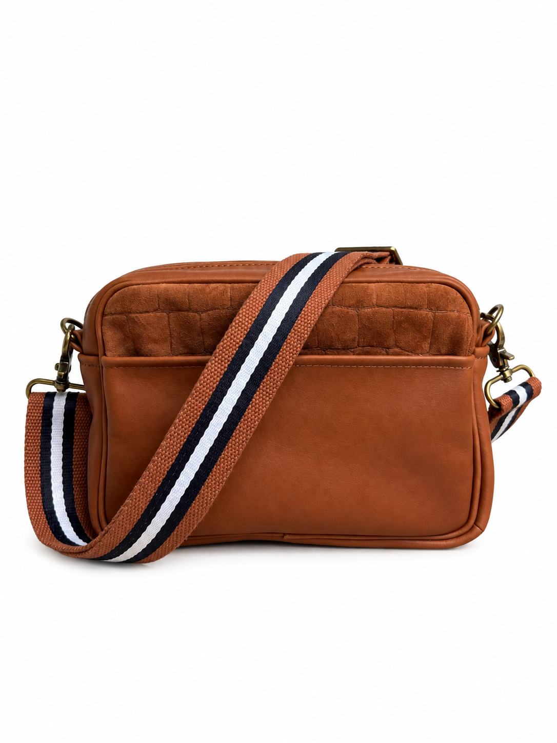 Cognac Croc Suede Camera bag