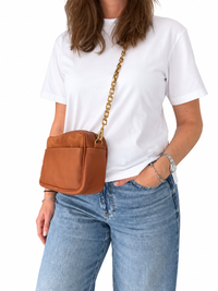 Cognac Croc Suede Camera bag