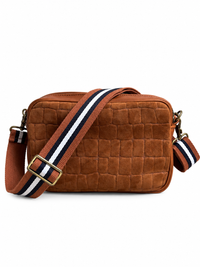 Cognac Croc Suede Camera bag