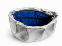 Metallic Silver Leather Cloud Clutch