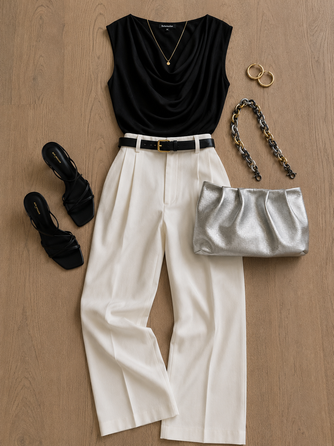 Metallic Silver Leather Cloud Clutch