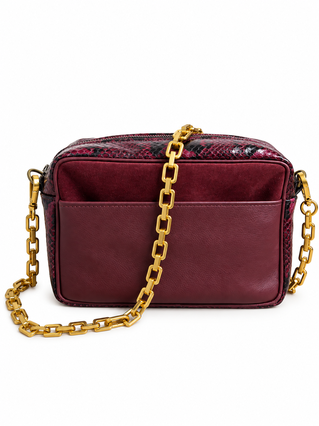 Burgundy Snake and Burgundy Suede Camera Bag