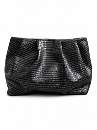 Black Scales Gathered Leather Clutch