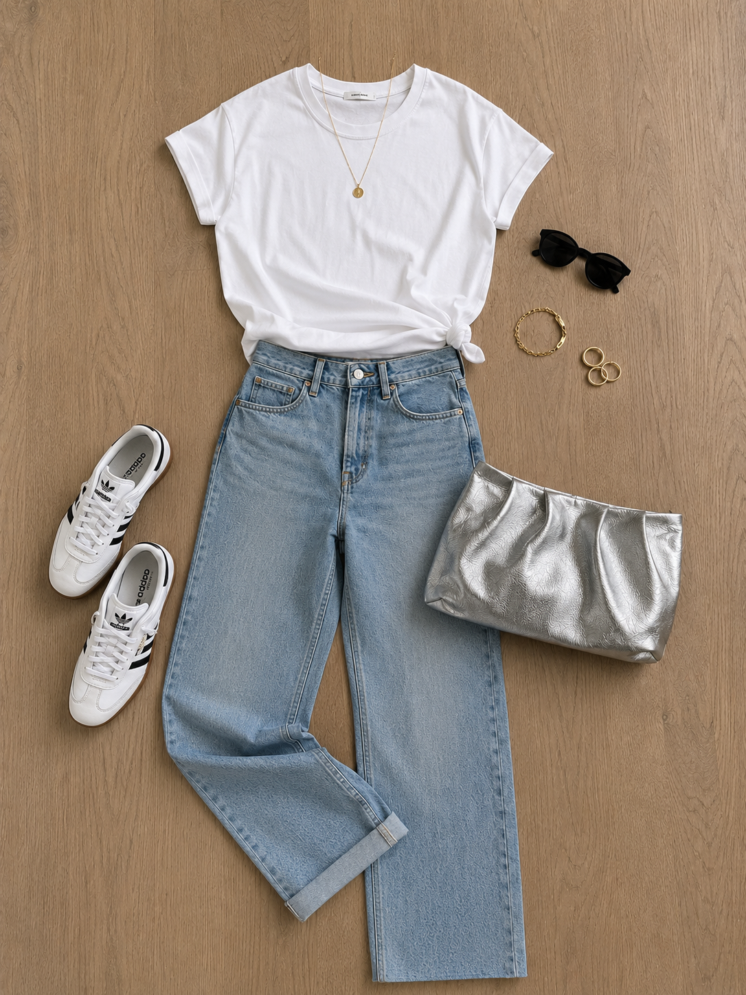 Metallic Silver Leather Cloud Clutch