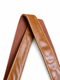 1.5" Tan Leather and Canvas Crossbody Strap