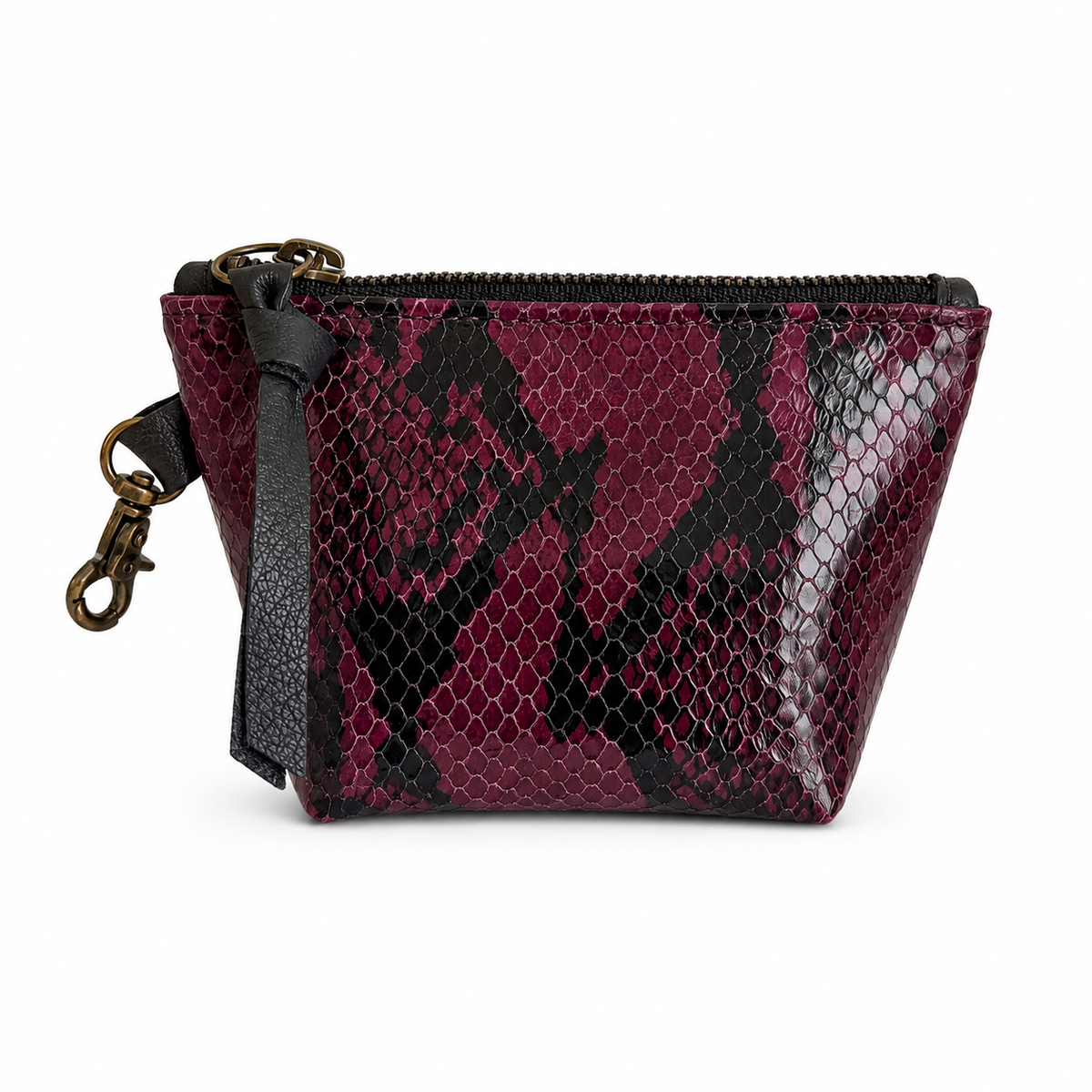 Purple Snake Print Embossed Mini Pouch