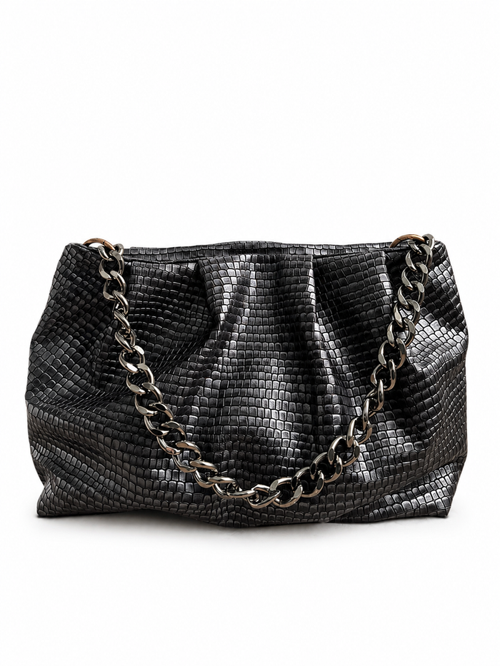 Gunmetal Metallic Chain Shoulder Strap