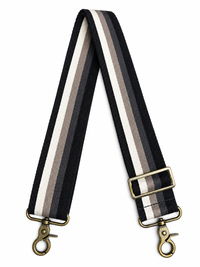 2” Black & Neutral Striped Crossbody Strap