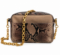 Taupe Suede and Snake Print Leather Camera bag