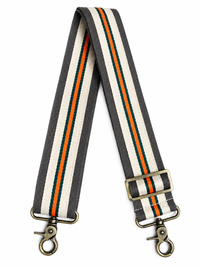 2” Olive Canvas with Orange and White Stripe Crossbody Strap