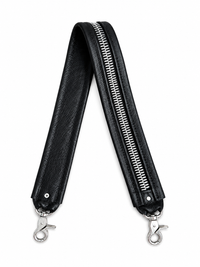 Black Leather and Silver Zipper Shoulder Strap
