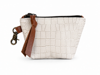 White Croc Embossed Leather Mini Pouch