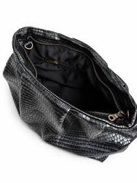 Black Scales Gathered Leather Clutch