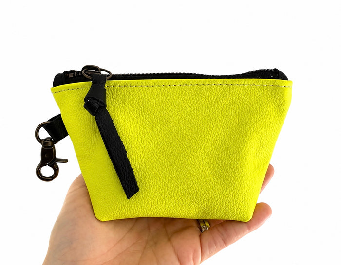 Neon Yellow Leather Mini Pouch