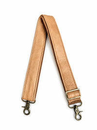 1.5" Almond Leather and Canvas Crossbody Strap